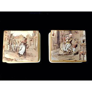 Oliver Twist Pickwick Papers Ceramic Trinket Boxes New Hall Hanley Strafford